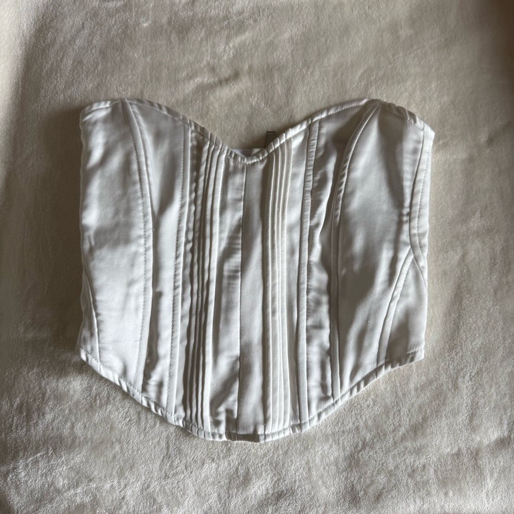 White Satin Corset Top